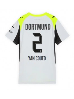 Billige Borussia Dortmund Yan Couto #2 Bortedrakt Dame 2025-26 Kortermet